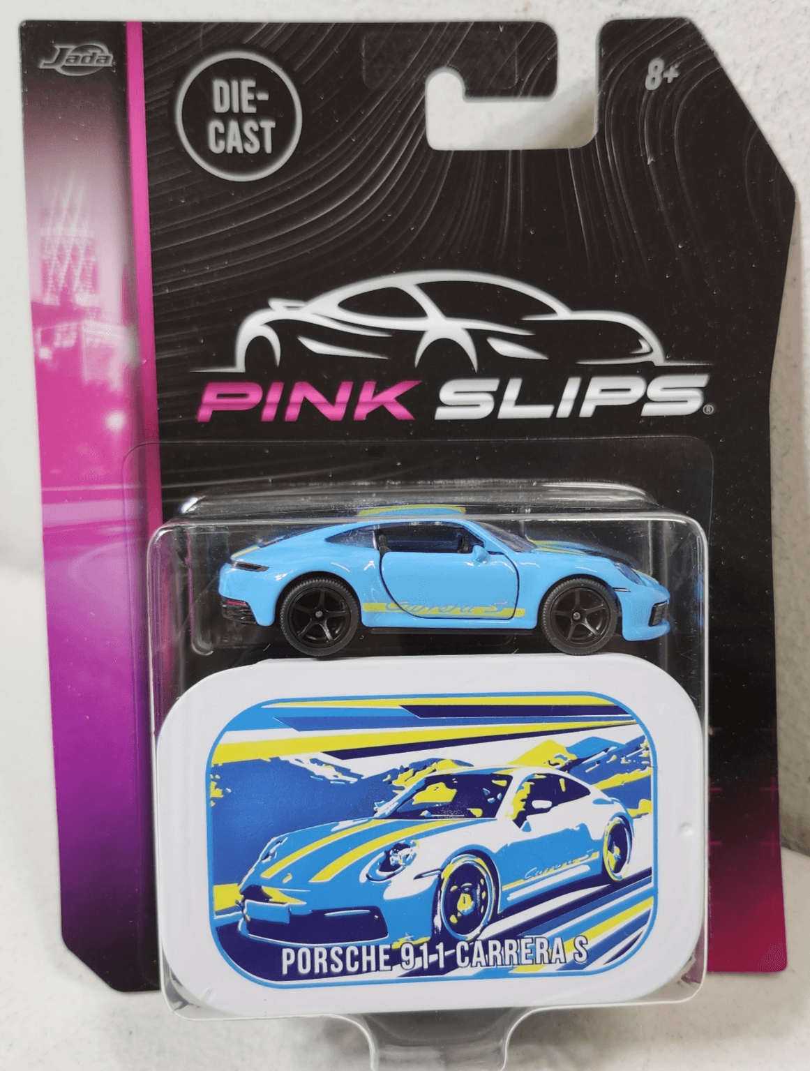 Majorette Porsche 911 Carrera S Pink Slips Blue Yellow Car 1/64 Toy Vehicle NEW