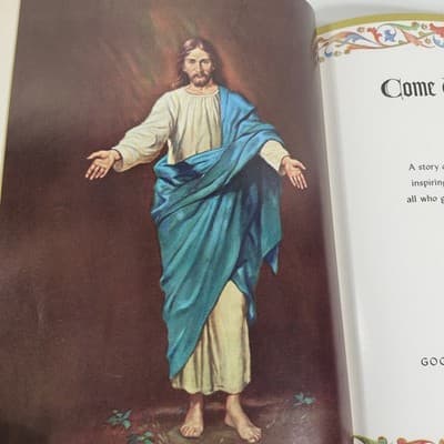 Come Unto Me Hardcover Book 1962 Christian Religious Artwork and Bible Stories - Thumbnail 4