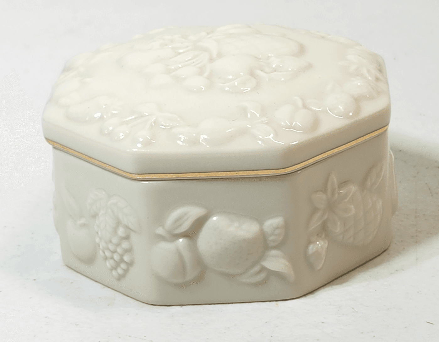 Vintage Lenox Porcelain Trinket Box Decorative Fruit Themed 3" Jewelry - Thumbnail 4