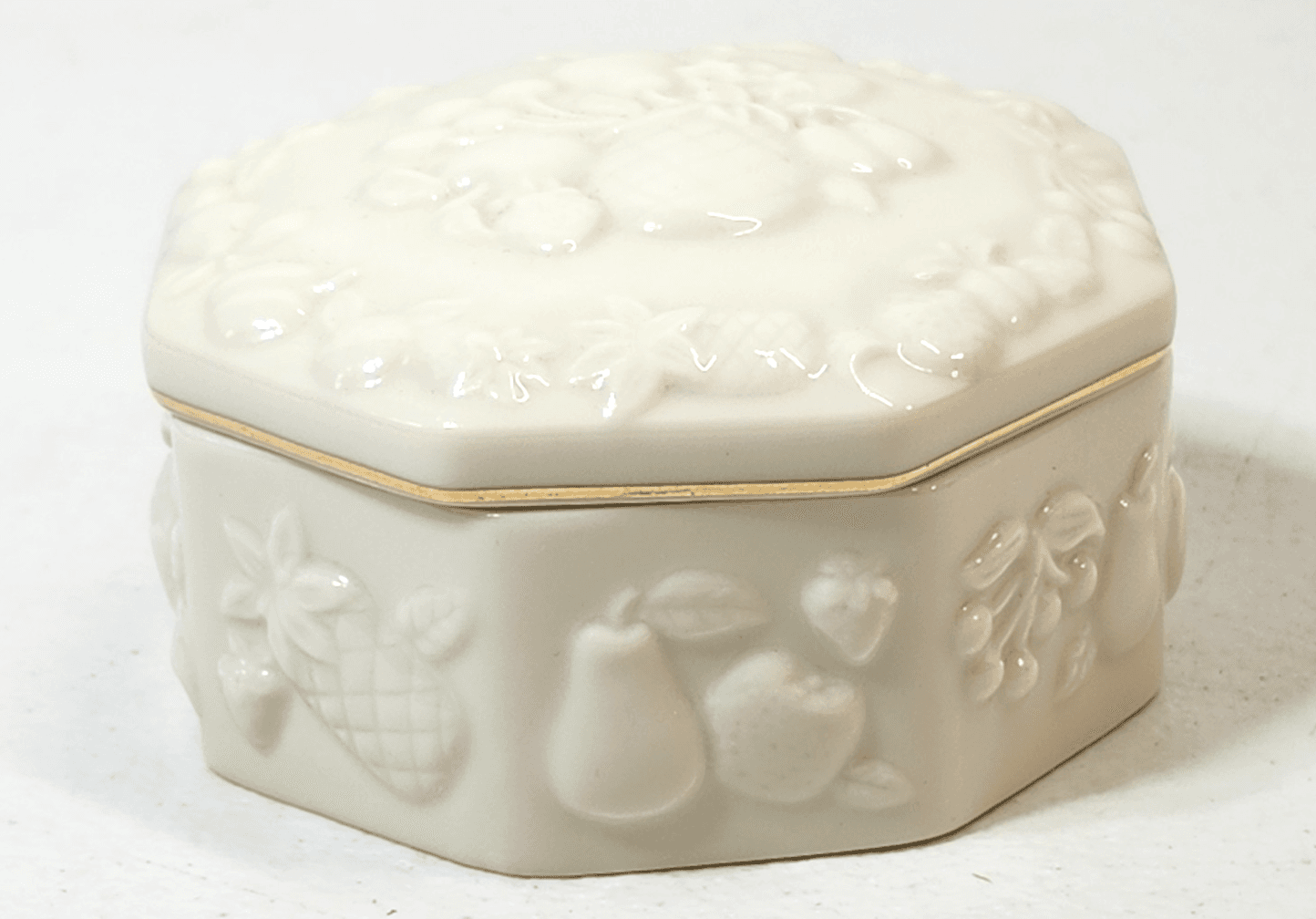 Vintage Lenox Porcelain Trinket Box Decorative Fruit Themed 3" Jewelry - Thumbnail 5