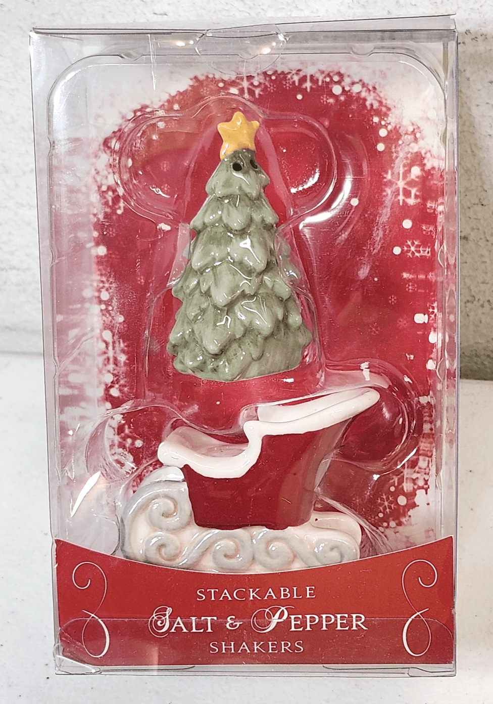 Grassland Road Christmas Stackable Salt & Pepper Shakers Set NEW - Thumbnail 2