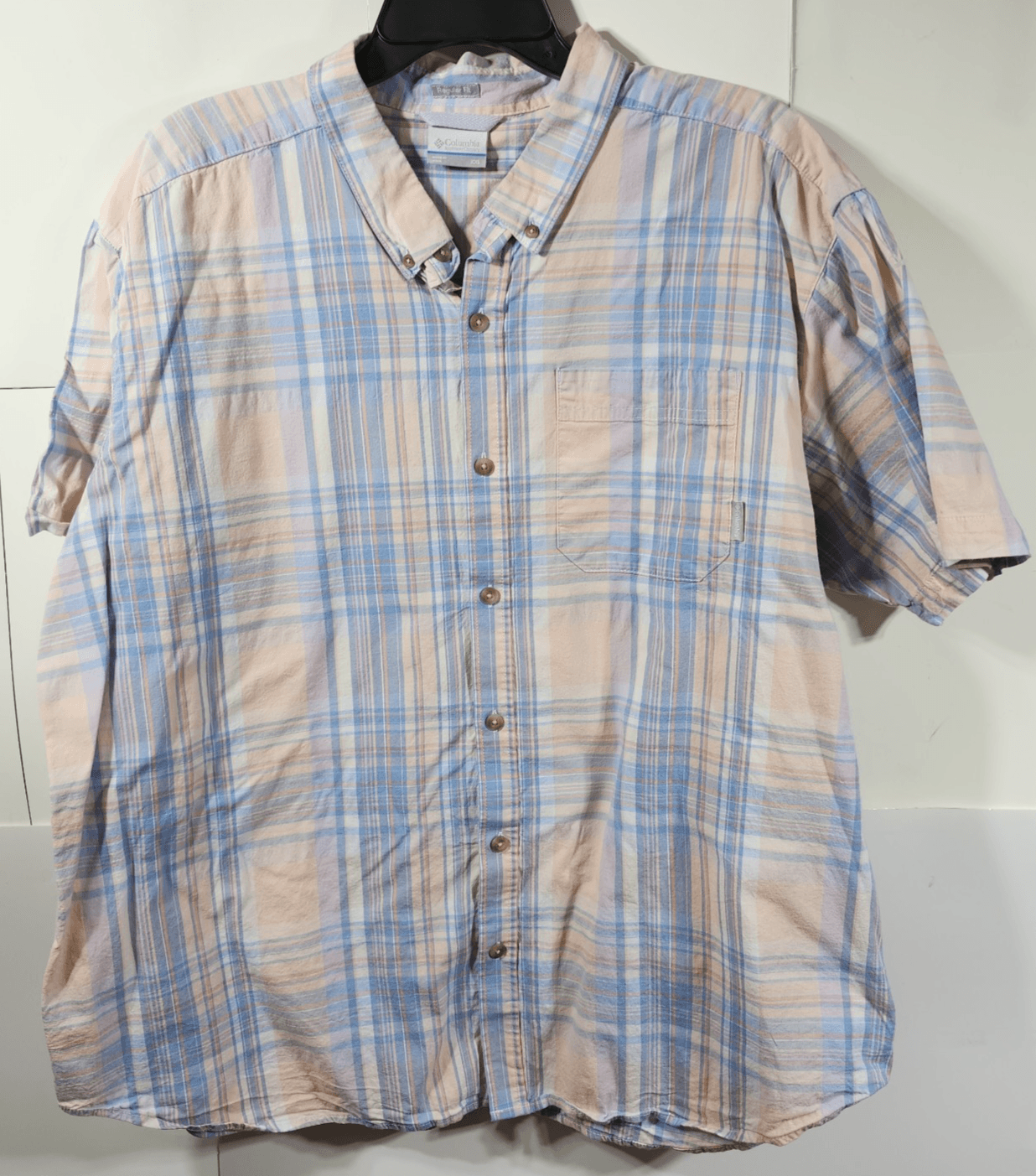 Columbia Shirt Mens XXL Short Sleeve Button Up Hiking Outdoor Orange Blue - Thumbnail 5