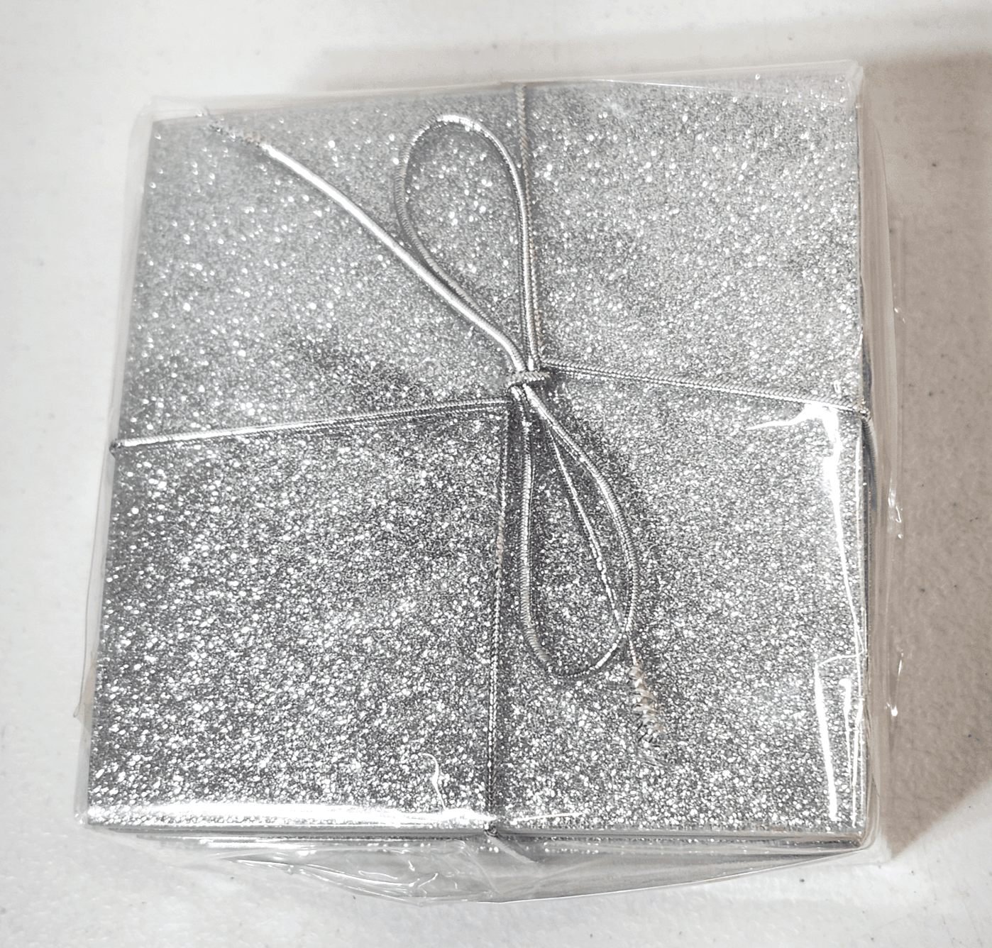 4 Clover Leaf Silver Glitter Coasters Glam Home Bar Decor NEW - Thumbnail 2