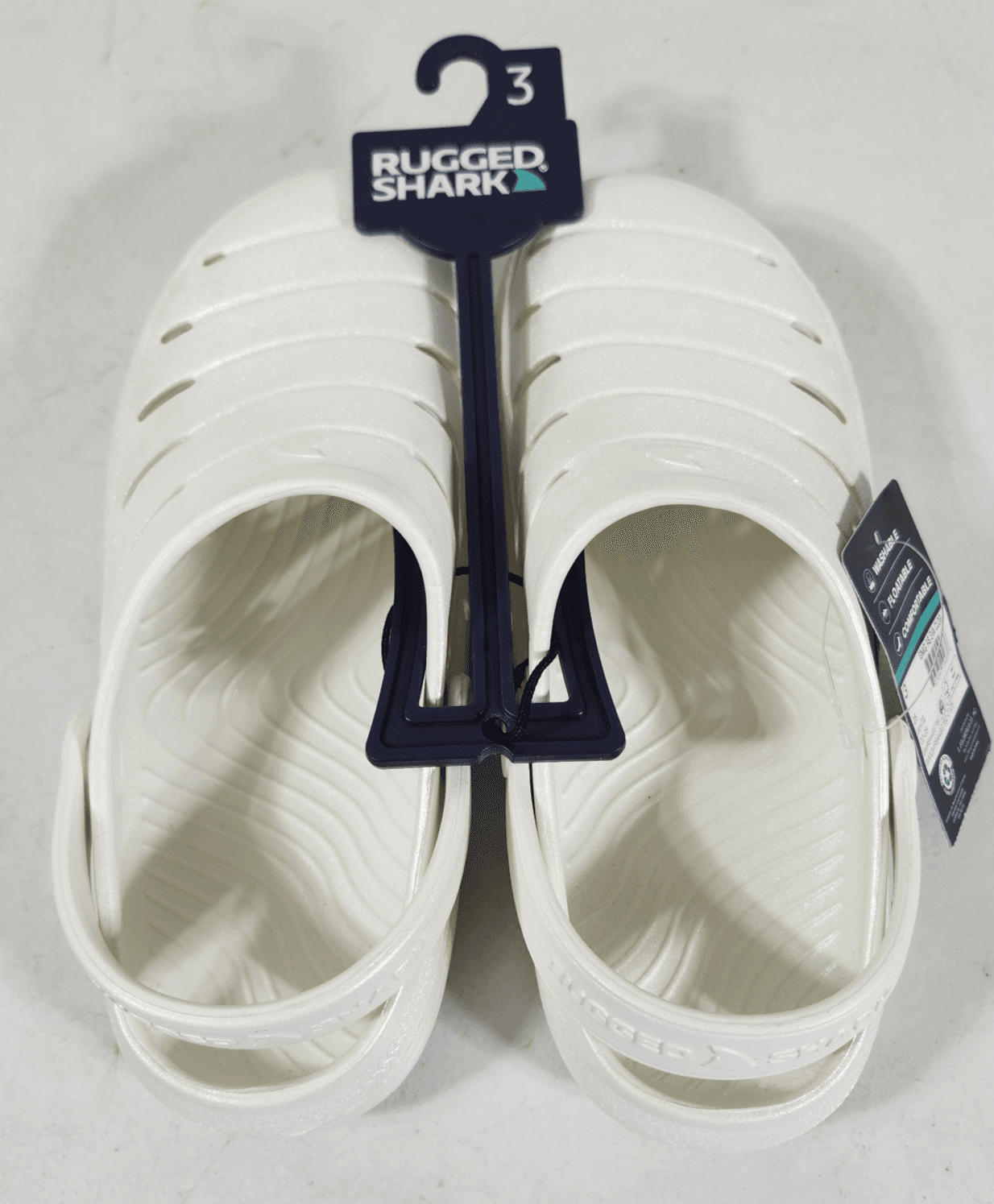 Rugged Shark Sparkle White Clogs Toddler Girls Size 3 New With Tags