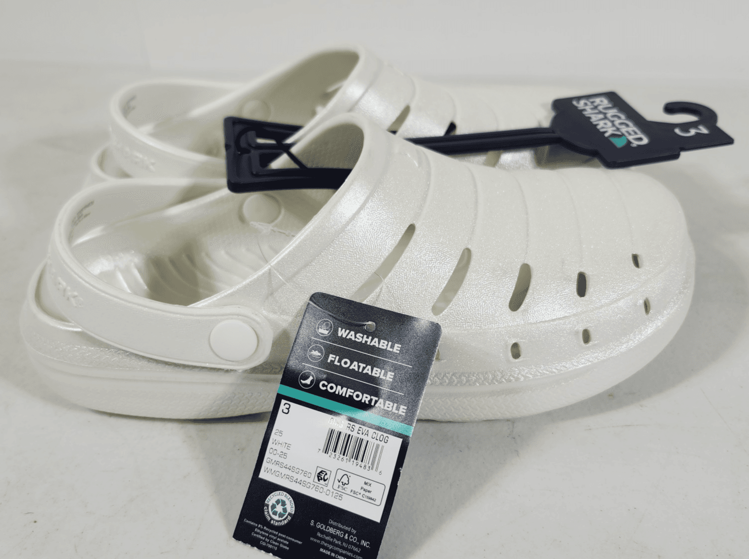 Rugged Shark Sparkle White Clogs Toddler Girls Size 3 New With Tags - Thumbnail 2