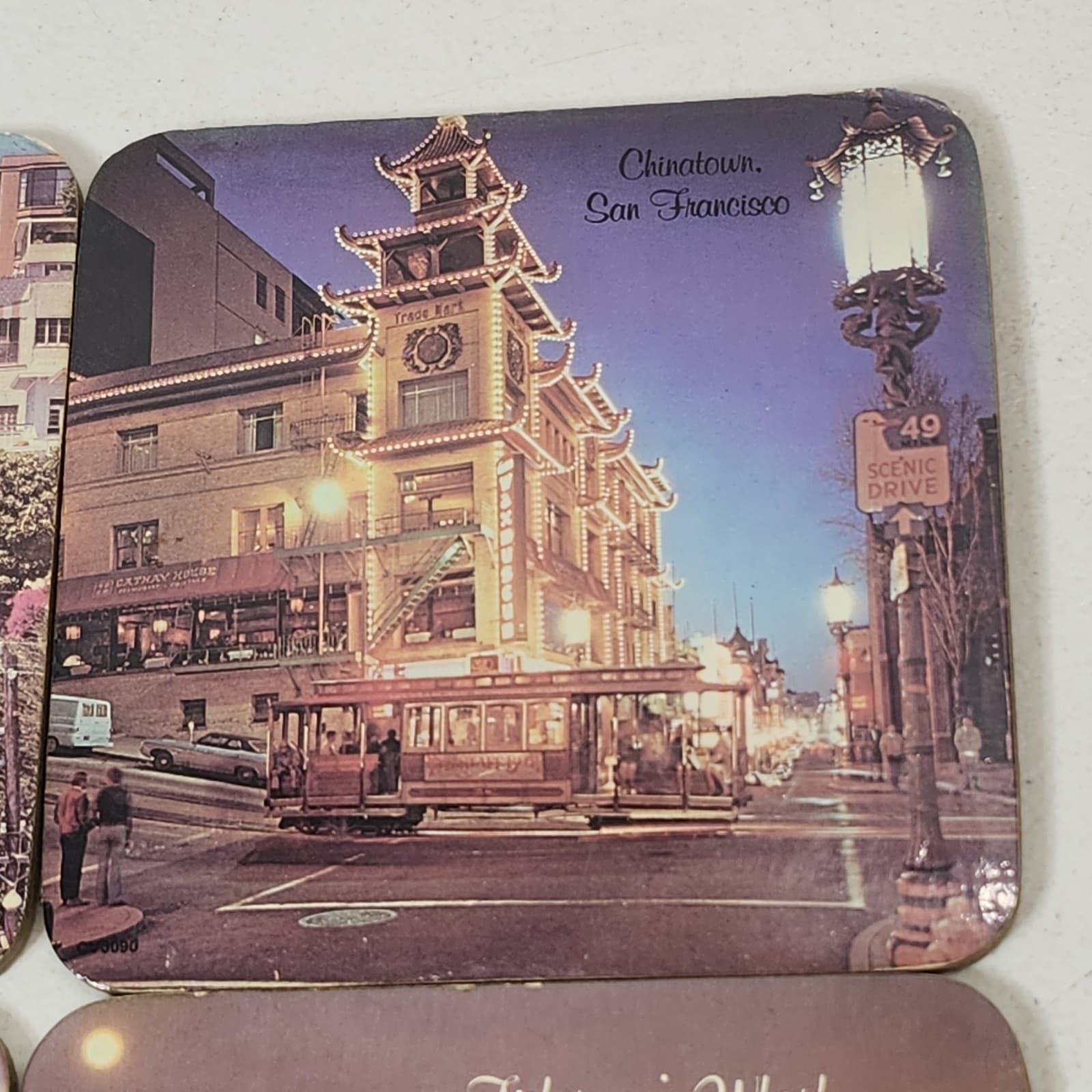 San Francisco Coasters Set of 6 Cork Backed Home Bar Decor - Thumbnail 8