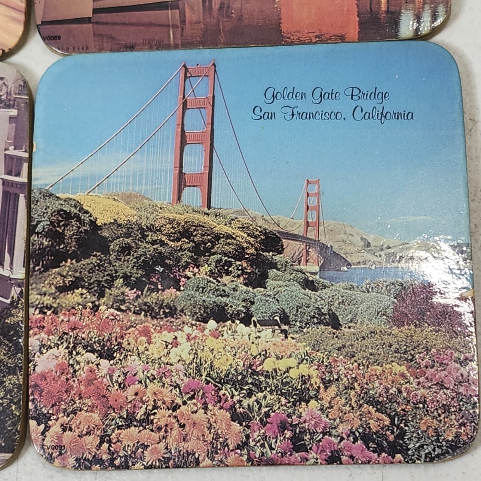 San Francisco Coasters Set of 6 Cork Backed Home Bar Decor - Thumbnail 4