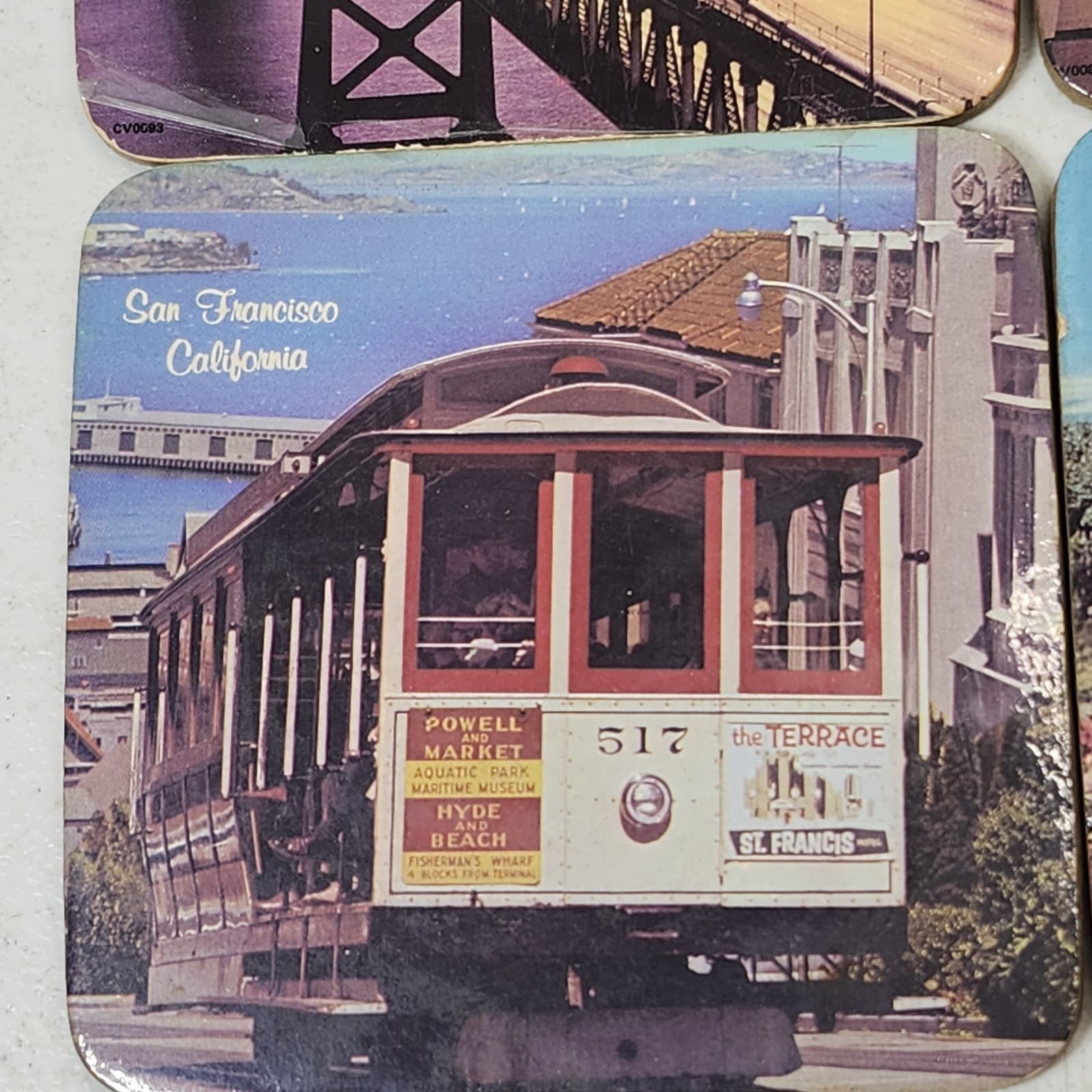 San Francisco Coasters Set of 6 Cork Backed Home Bar Decor - Thumbnail 3