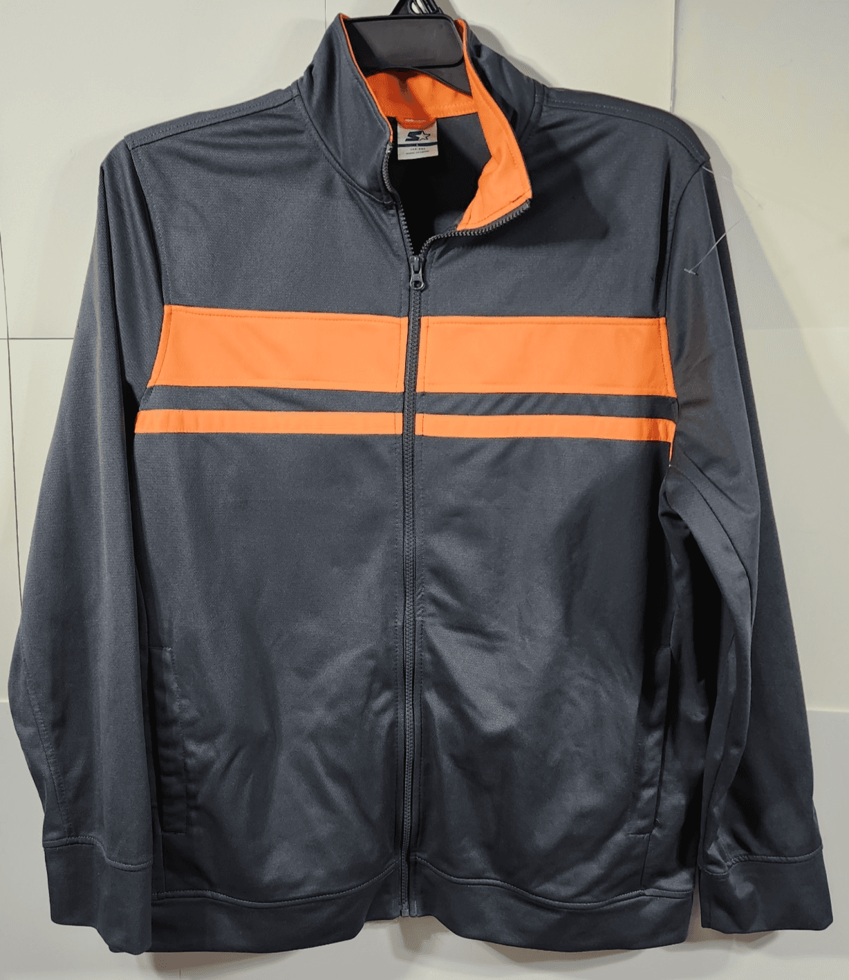 Starter Jacket Mens Size Large 42-44 Full Zip Gray Orange Long Sleeve W/Pockets - Thumbnail 5