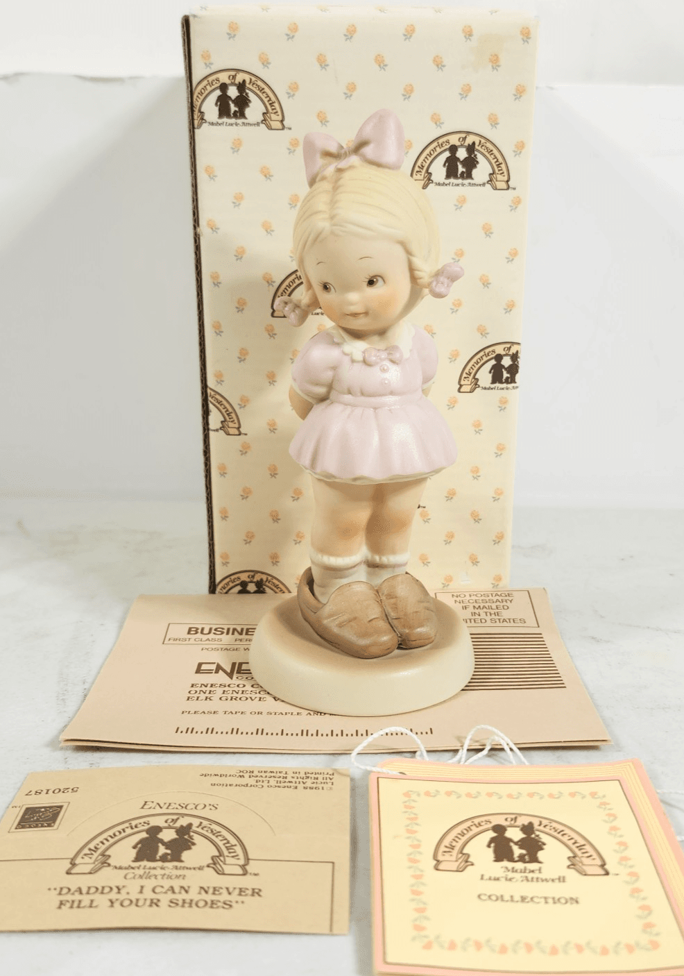 Mabel Lucie Atwell Daddy I Can Never Fill Your Shoes Figurine Memories of - Thumbnail 2