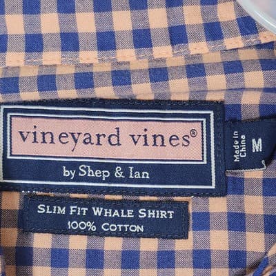 Vineyard Vines Shirt Men's Size Medium Gingham Button Slim Fit Long Sleeve - Thumbnail 7