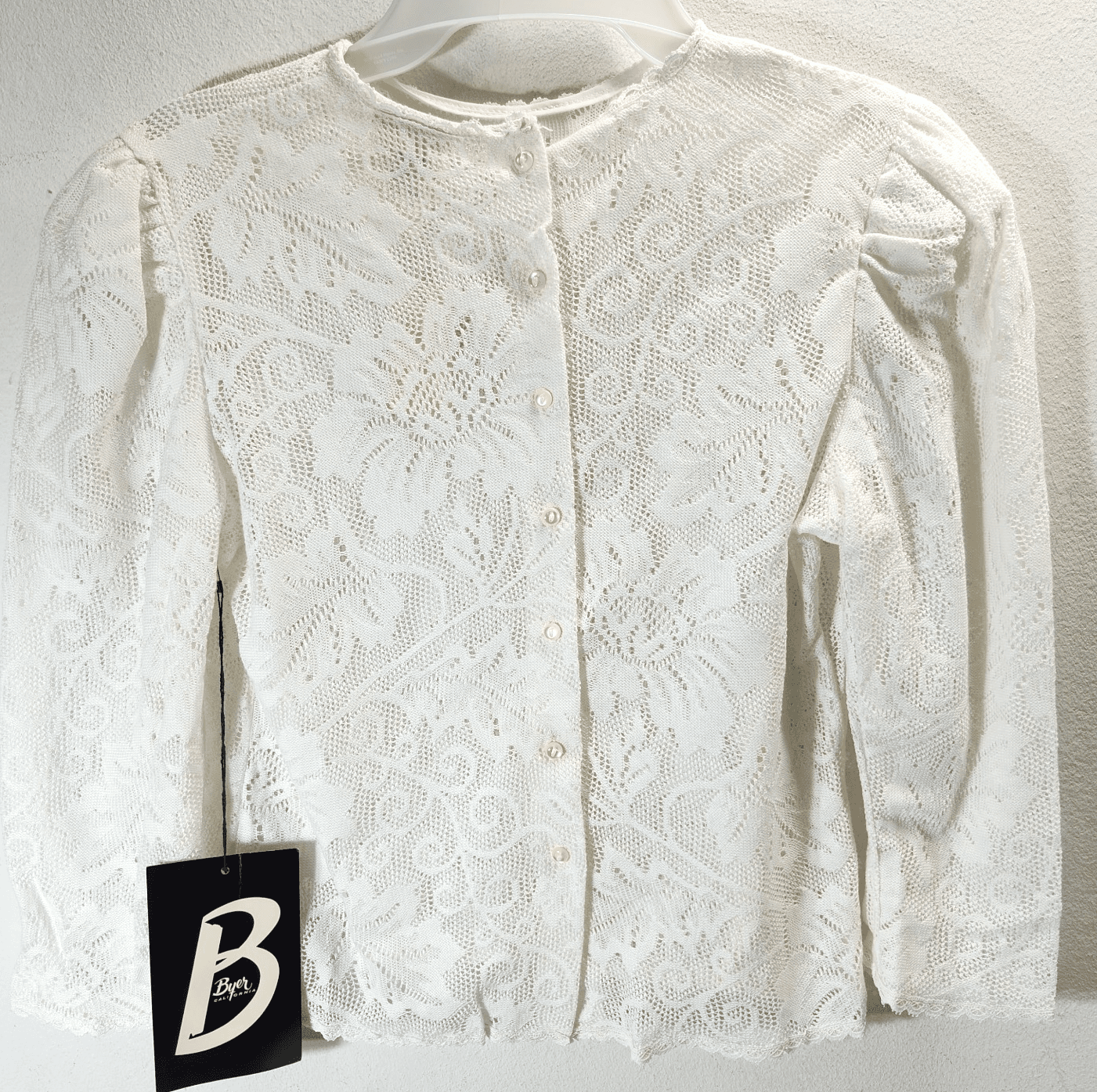 Byer California Women's Lace Top Size Medium Floral Design 3/4 Sleeve NOS - Thumbnail 5