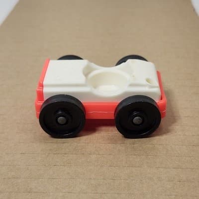 Vintage Fisher Price Little People Red White Car Toy Vehicle - Thumbnail 2