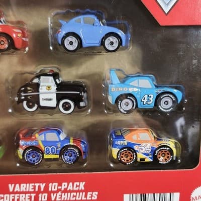 DisneyPixar Cars Mini Racers 10 Pack Lighting McQueen The King Mater Chick Hicks - Thumbnail 4