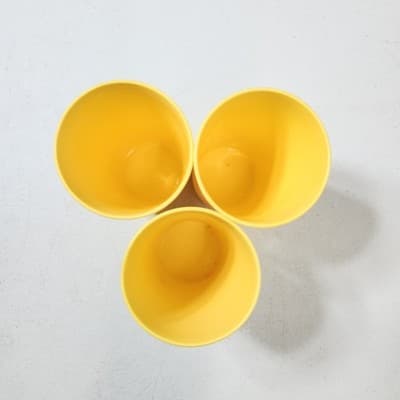 3 Vintage Yellow 5.25" Tupperware 12 oz Flat Tumblers Cups - Thumbnail 3