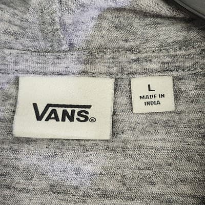 Vans Men's Pullover Hoodie Size Large Gray Cotton Hooded Sweatshirt - Thumbnail 7