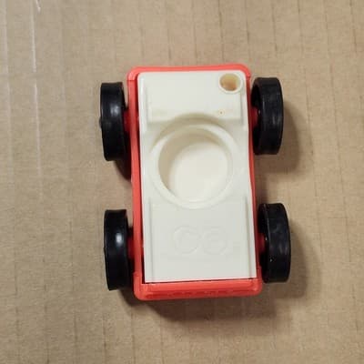 Vintage Fisher Price Little People Red White Car Toy Vehicle - Thumbnail 4