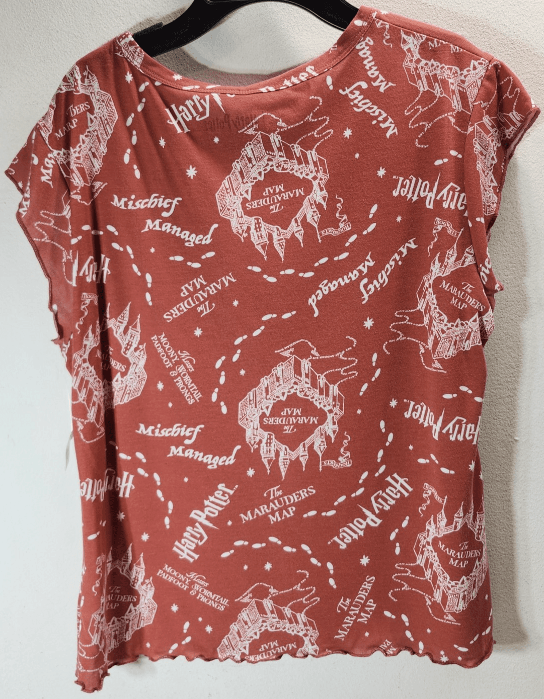 Harry Potter Crop Tshirt Size Small Red Marauders Map Wizarding World - Thumbnail 6