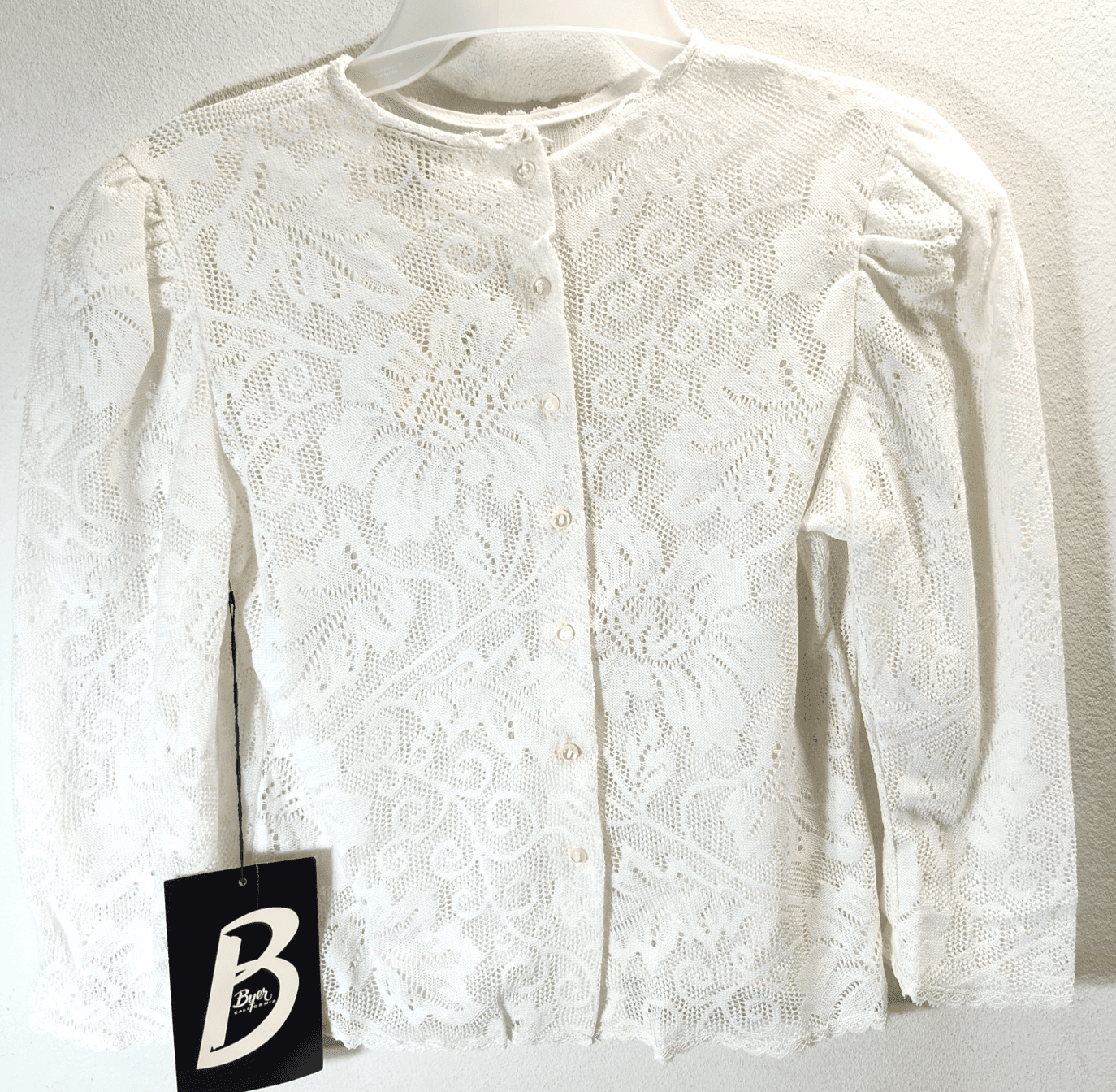 Byer California Women's Lace Top Size Medium Floral Design 3/4 Sleeve NOS