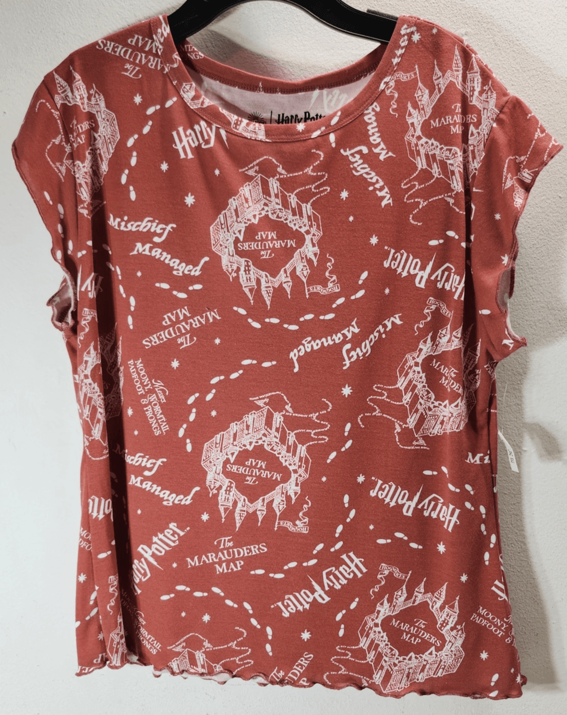 Harry Potter Crop Tshirt Size Small Red Marauders Map Wizarding World - Thumbnail 5
