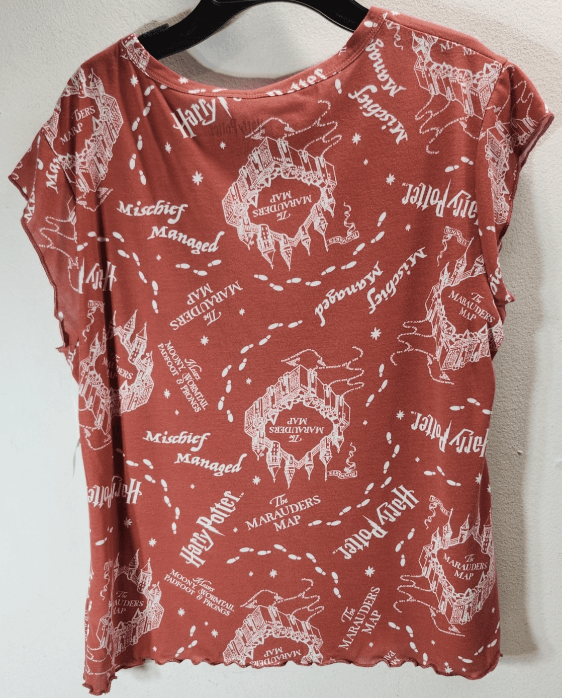Harry Potter Crop Tshirt Size Small Red Marauders Map Wizarding World - Thumbnail 4