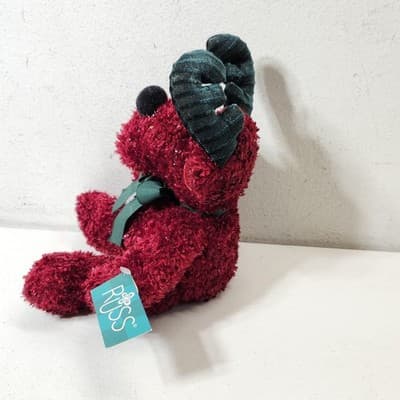 Vintage Russ Berrie Moose Plush Twinkle Cranberry Red Green Christmas Holiday - Thumbnail 4