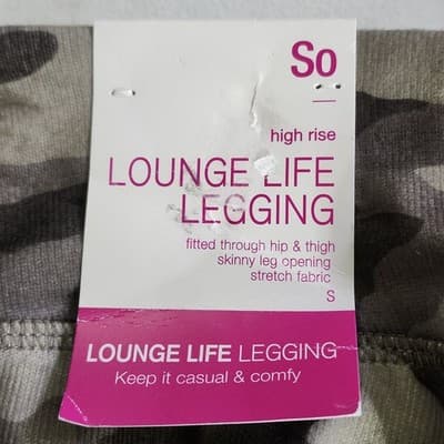 SO Leggings Women's Small High Rise Pull On Green Camo Lounge Pants NEW - Thumbnail 7