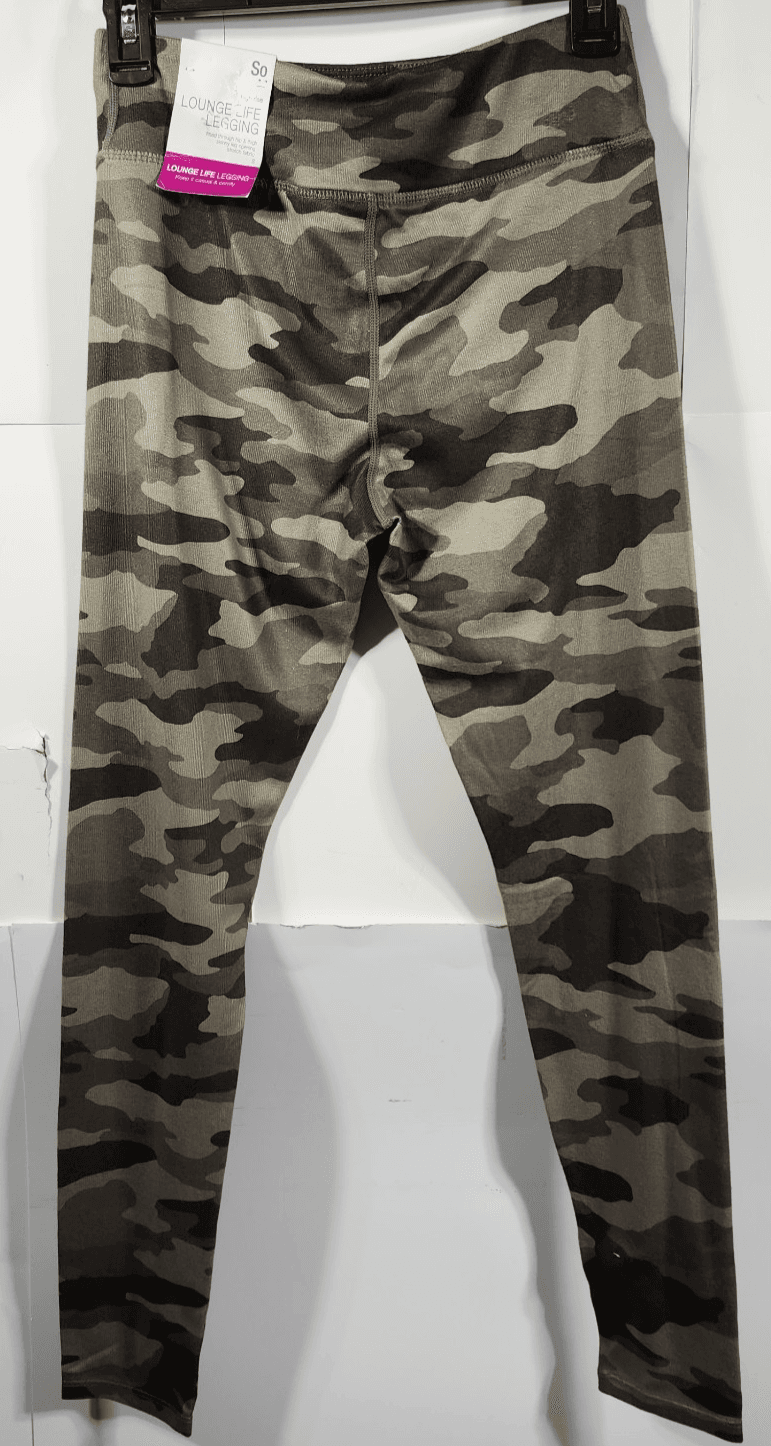 SO Leggings Women's Small High Rise Pull On Green Camo Lounge Pants NEW - Thumbnail 4