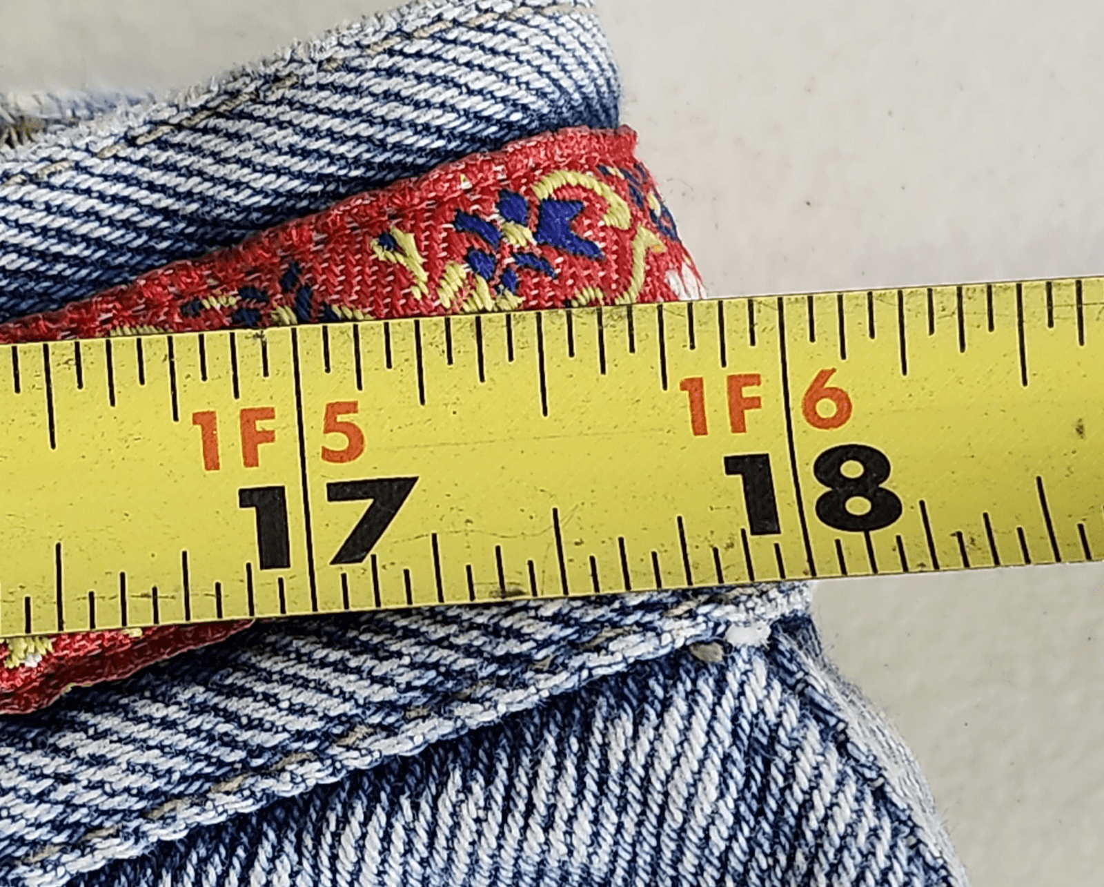 No Boundaries Women's 17 High Rise Crop Blue Denim Jeans Embroidered Bohemian - Thumbnail 2