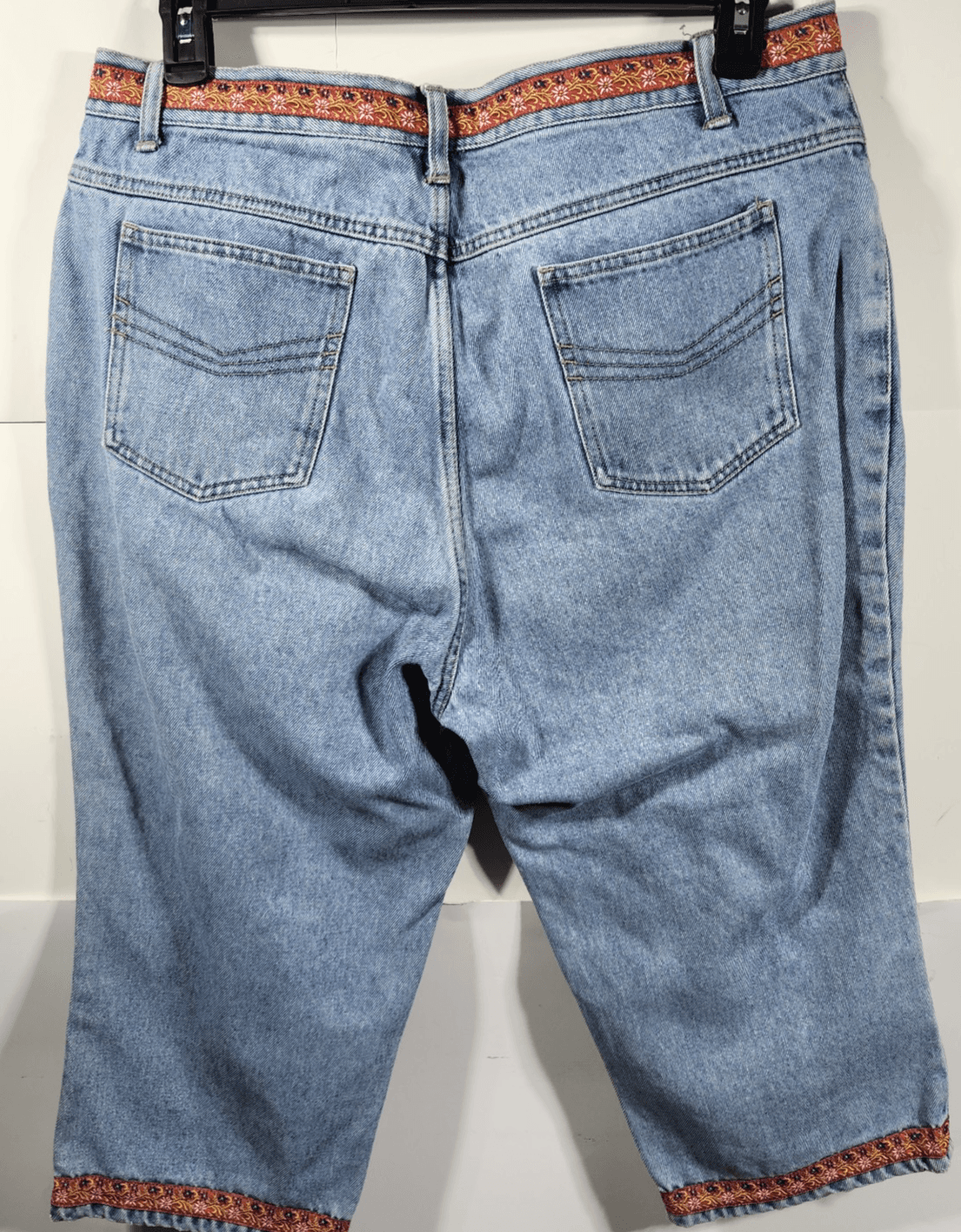 No Boundaries Women's 17 High Rise Crop Blue Denim Jeans Embroidered Bohemian - Thumbnail 6
