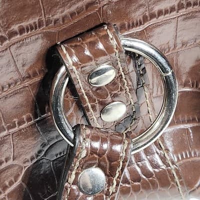 Liz Claiborne Women's Handbag Purse Brown Embossed Crazy Horse - Thumbnail 9