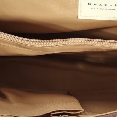 Liz Claiborne Women's Handbag Purse Brown Embossed Crazy Horse - Thumbnail 8
