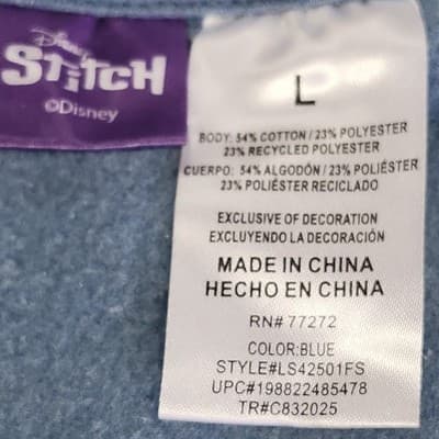 Disney Stitch Sweatshirt Hawaii Ohana Crew Neck Size Large Blue NEW - Thumbnail 7
