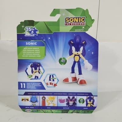 Sonic the Hedgehog 35th Anniversary 4" Action Figure Toy W/Green Emerald NEW - Thumbnail 5
