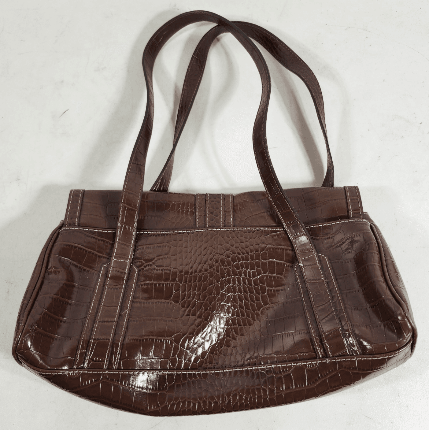 Liz Claiborne Women's Handbag Purse Brown Embossed Crazy Horse - Thumbnail 4