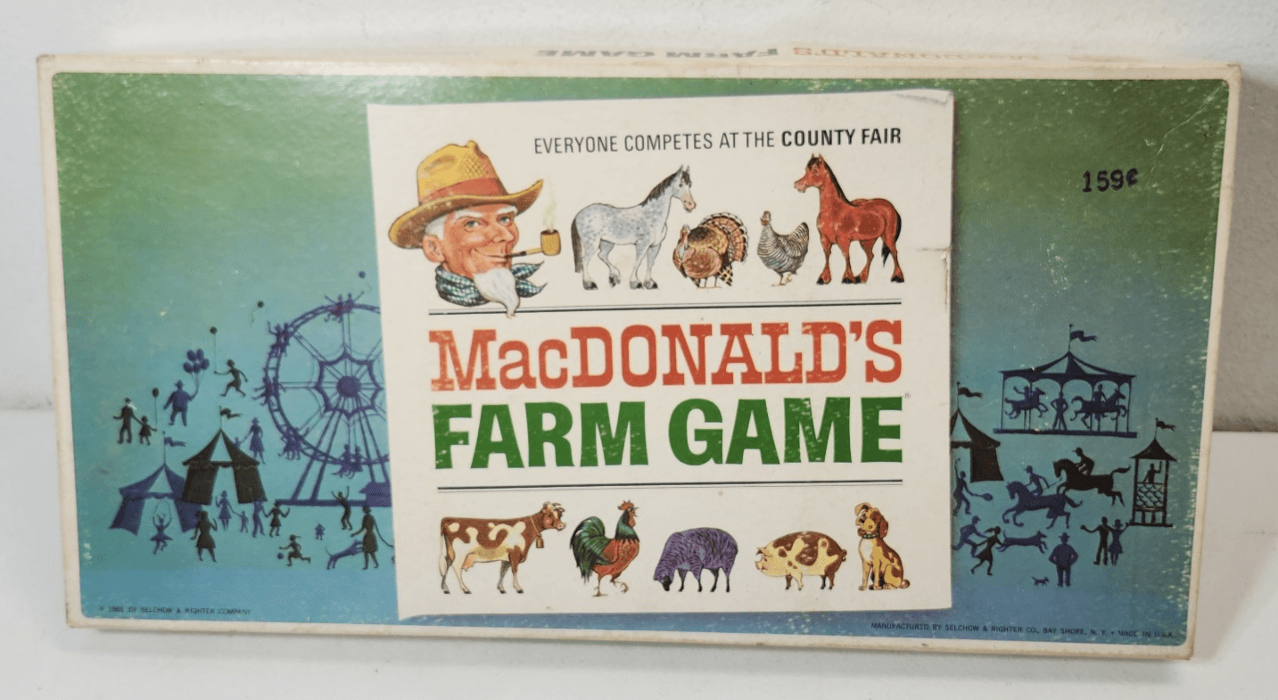 MacDonald's Farm Board Game Animals Farm Spinner Vtg 1965 County Fair Selchow