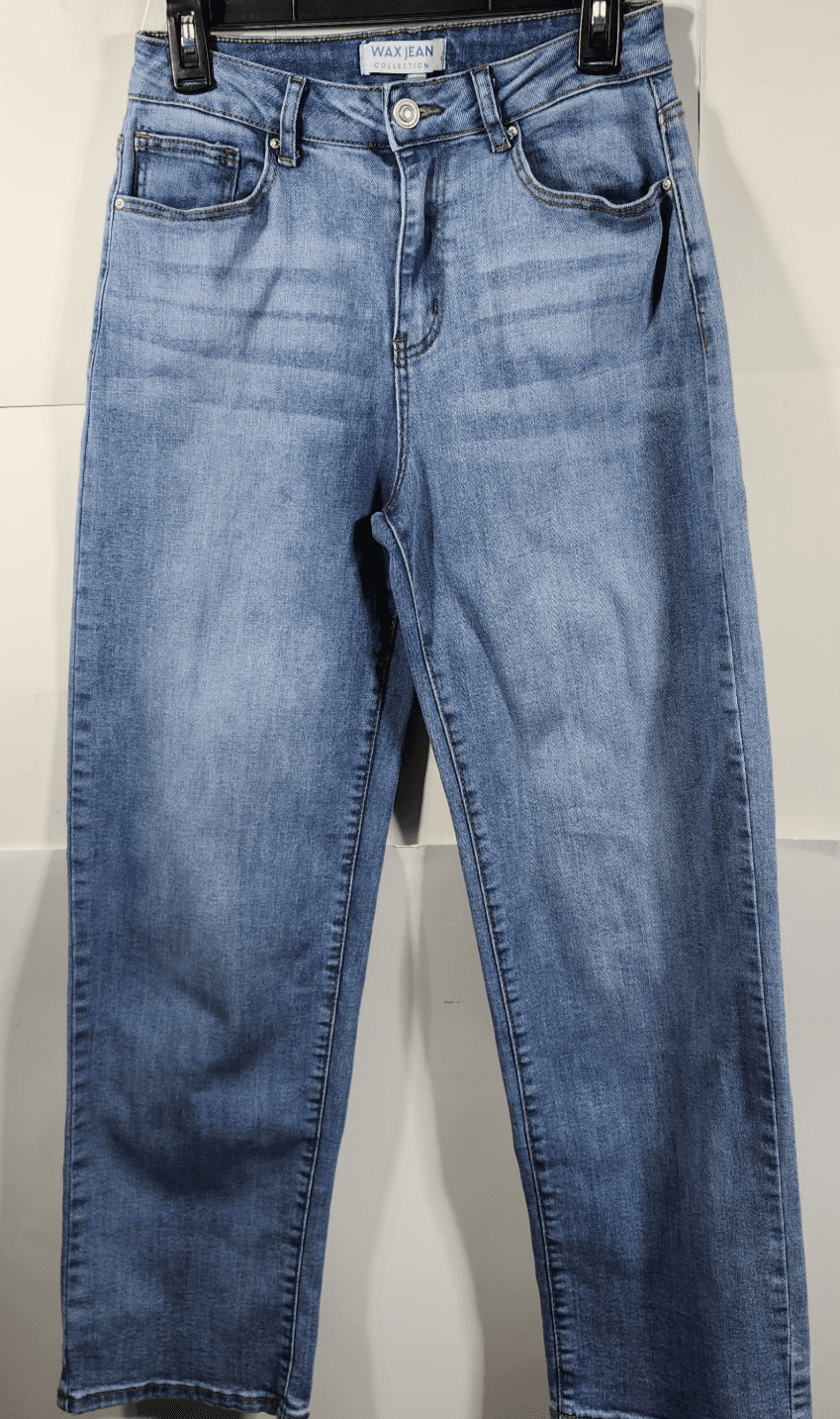 Wax Jeans Womens 5/27 Blue Wide Straight Stretch High Rise Denim - Thumbnail 5