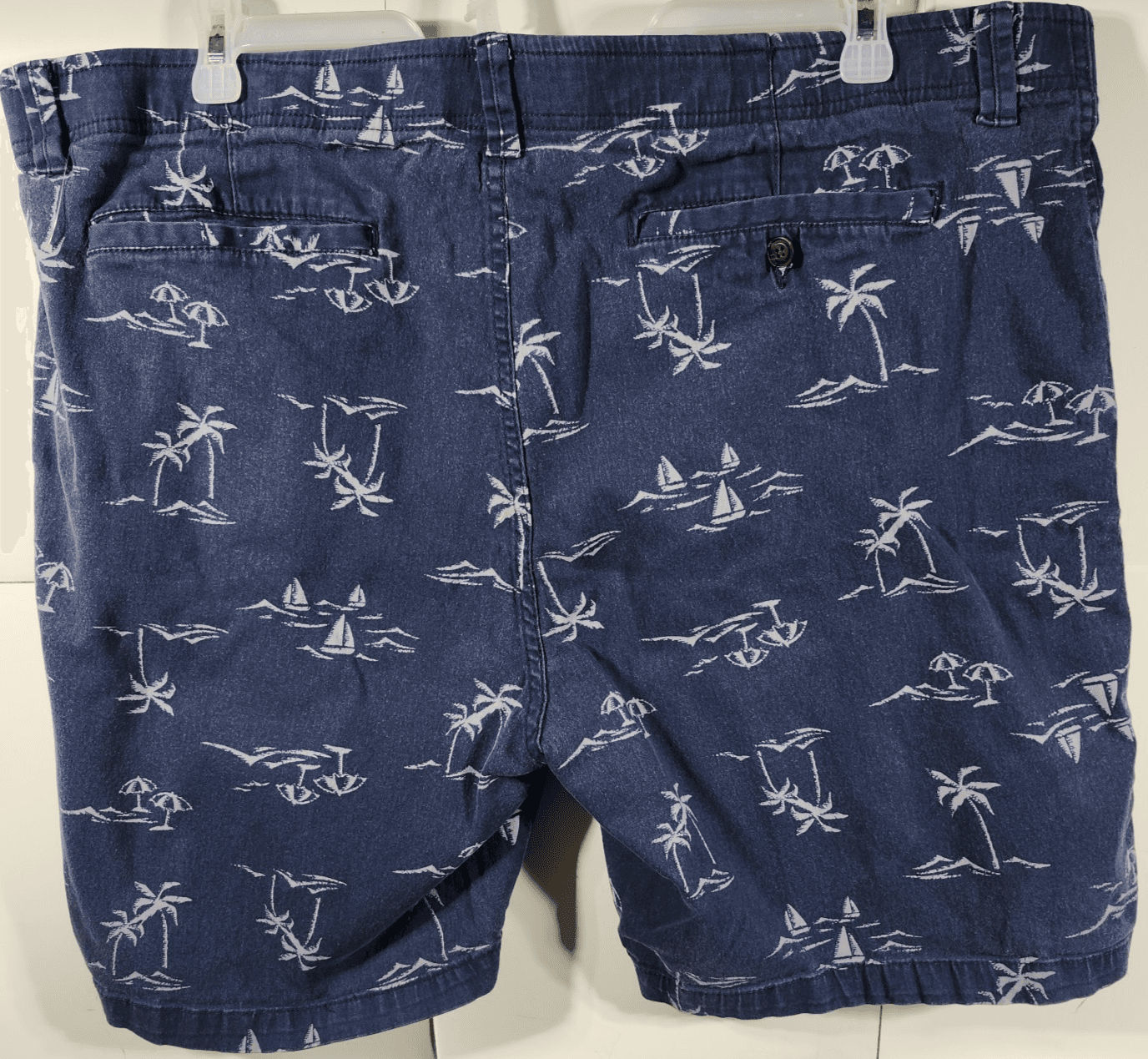 Denali Mens Shorts Size 42 Blue Island Design Palm Trees Sailboats - Thumbnail 4