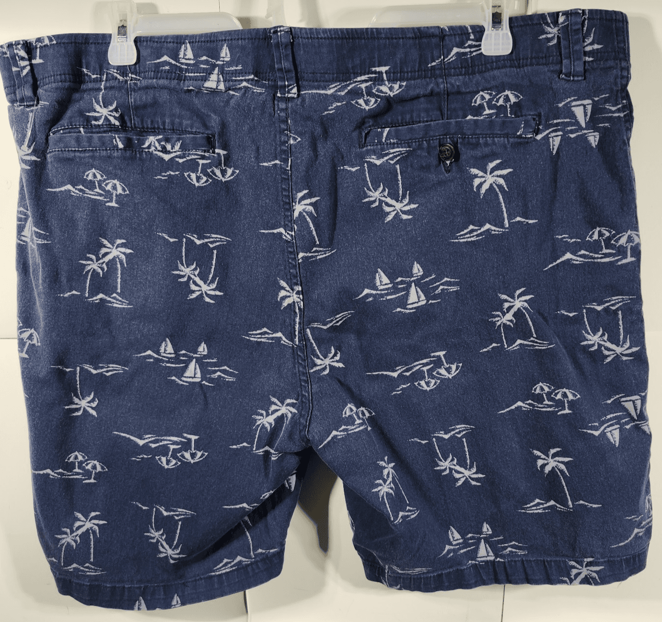 Denali Mens Shorts Size 42 Blue Island Design Palm Trees Sailboats - Thumbnail 6
