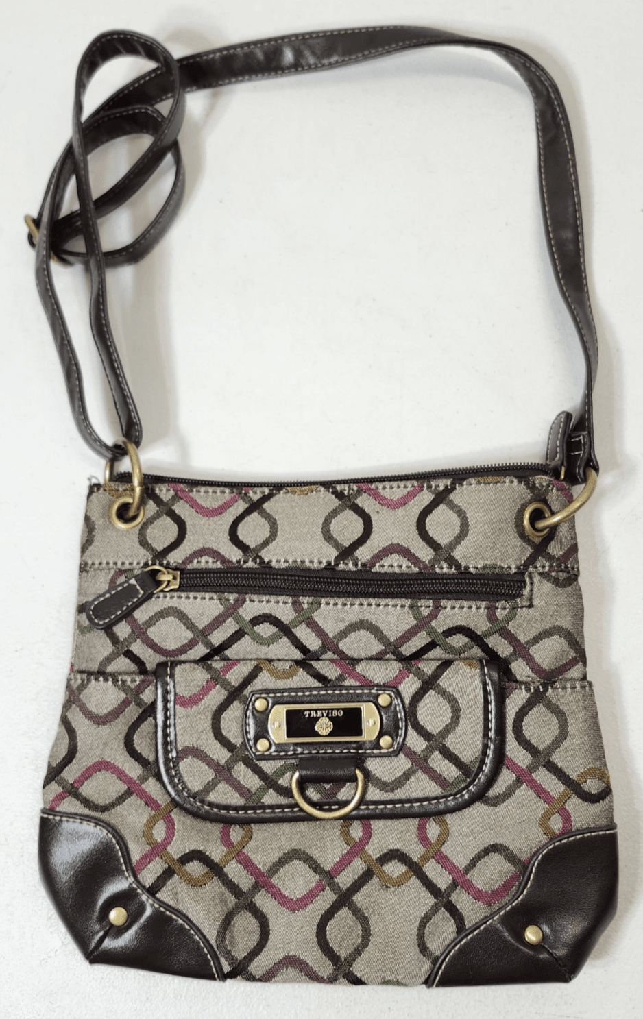Treviso Women's Crossbody Purse Brown Multi Color Shoulder Bag Y2K