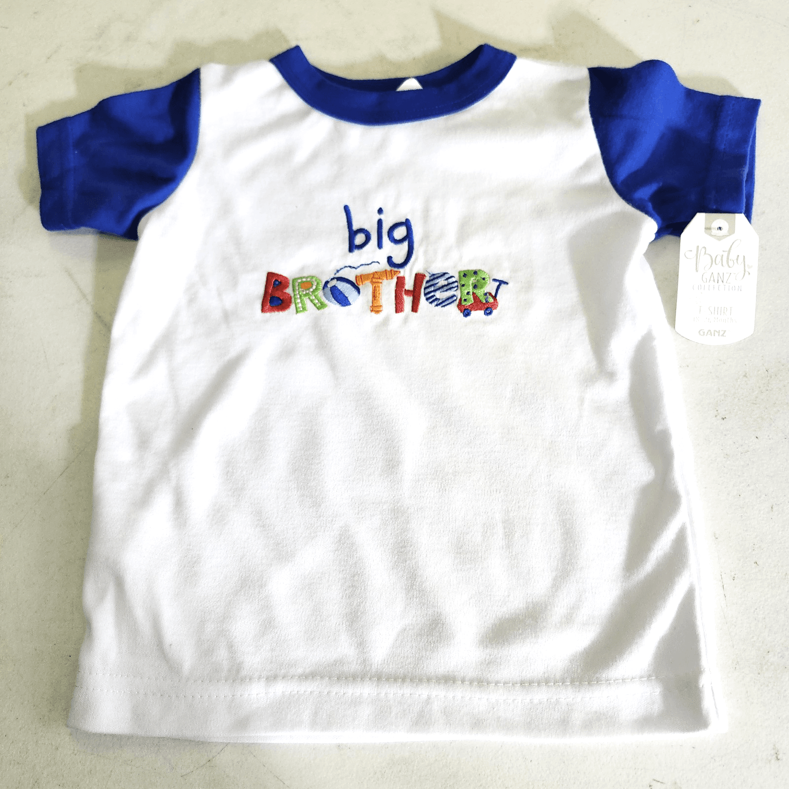 Ganz Big Brother 18-24M Tshirt Blue White NEW