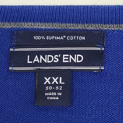 Lands' End Sweater Men's XXL Blue Supima Cotton V Neck Long Sleeve - Thumbnail 7