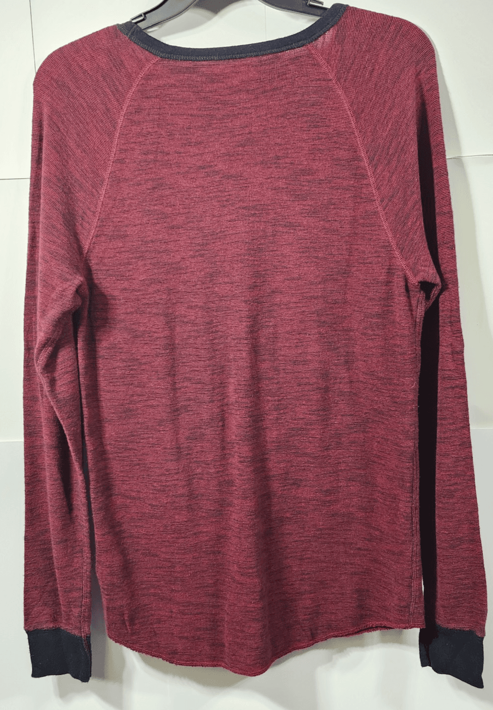 American Eagle Men's Shirt Size Medium Red Long Sleeve Thermal Pullover - Thumbnail 4