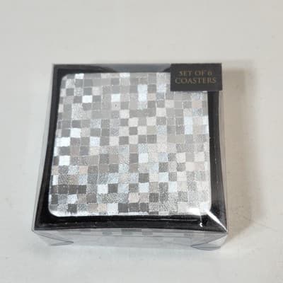 Cellini Silver Coasters Glam Home Bar Decor Set of 6 NEW