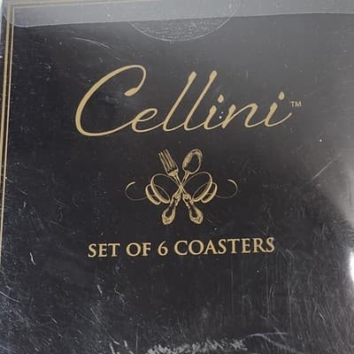 Cellini Silver Coasters Glam Home Bar Decor Set of 6 NEW - Thumbnail 3