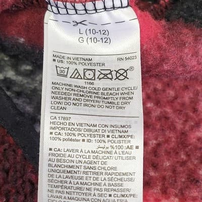 Old Navy Boys Size Large 10-12 Red/Black Buffalo Plaid Sherpa Pullover - Thumbnail 8