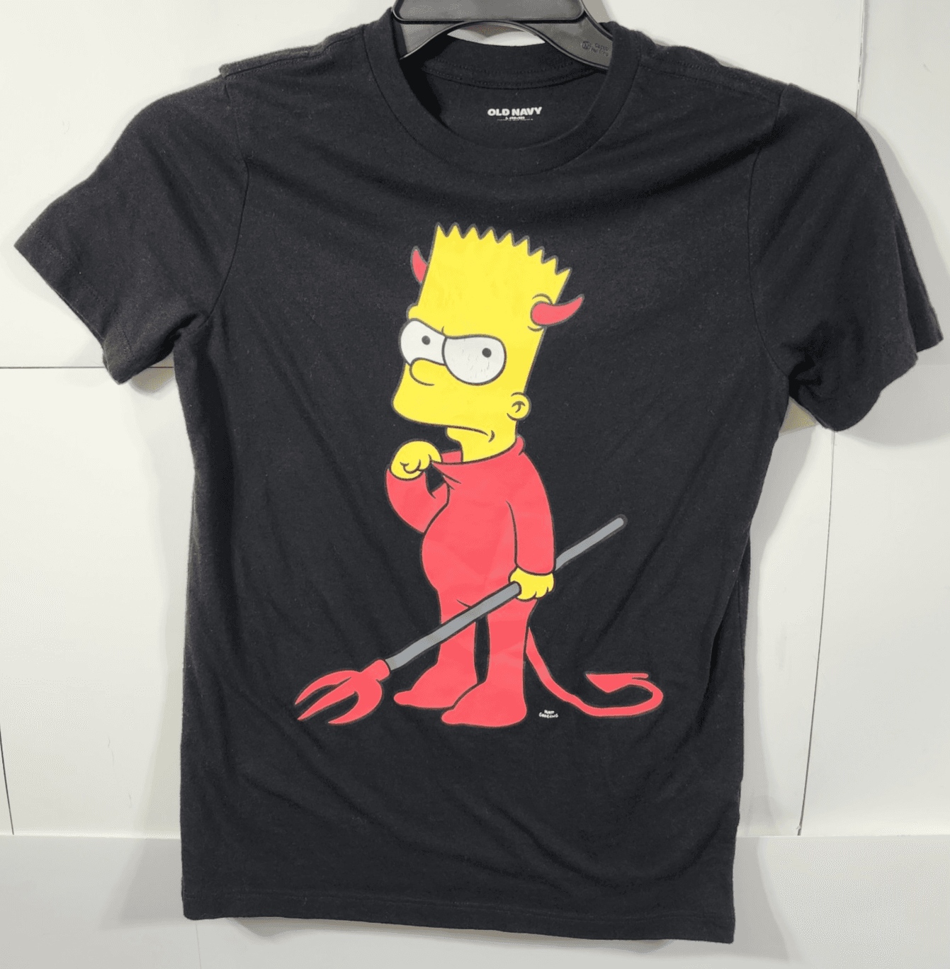 Bart Simpson Graphic Tee Cartoon Black T-Shirt Size Large 10-12 Old Navy