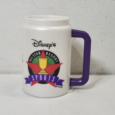 Disney's All-Star Resort Sports Travel Mug Plastic Cup Purple Lid Vintage 1990s - Thumbnail 3