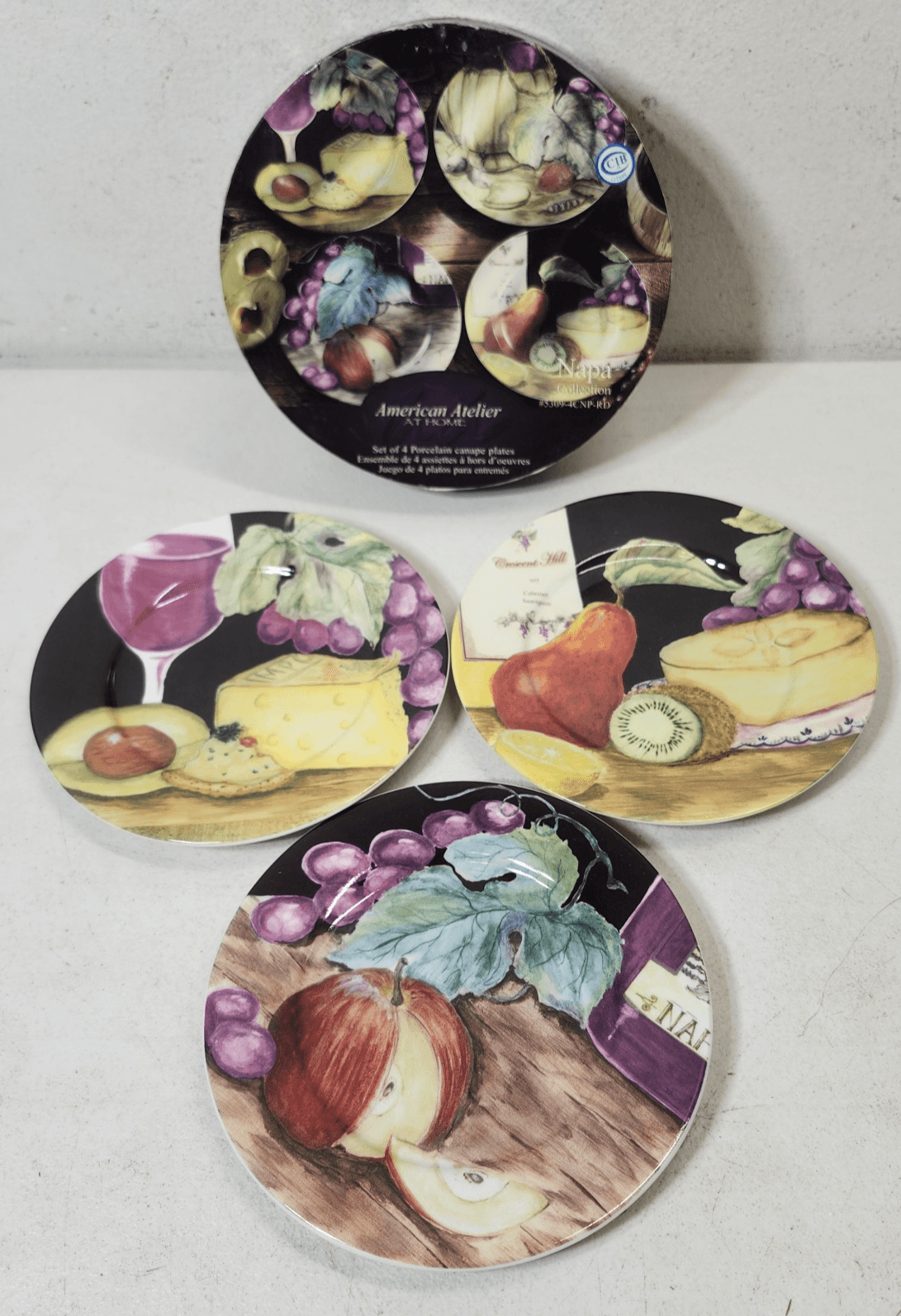 American Atelier 3 Plates NAPA #5309 Dessert Salad Cheese Fruit Wine Snack Food - Thumbnail 2
