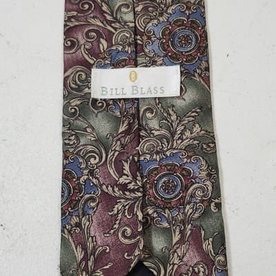 Men's Tie Necktie 100% Silk Multicolor Paisley Design Bill Blass - Thumbnail 2